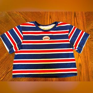 Vans Red White Blue Striped Shortsleeve TShirt Size XL